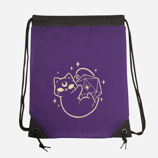 Cute Magical Black Cat D20-None-Drawstring-Bag-xMorfina