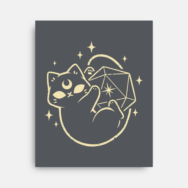 Cute Magical Black Cat D20-None-Stretched-Canvas-xMorfina