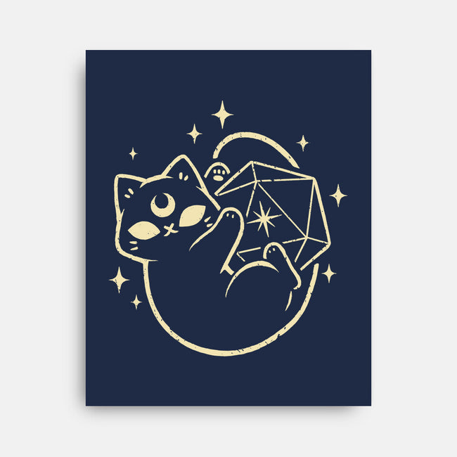 Cute Magical Black Cat D20-None-Stretched-Canvas-xMorfina