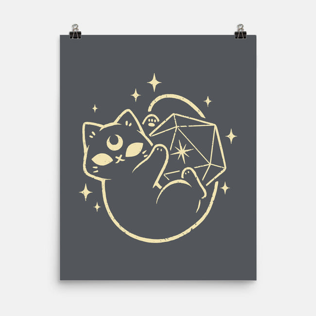 Cute Magical Black Cat D20-None-Matte-Poster-xMorfina