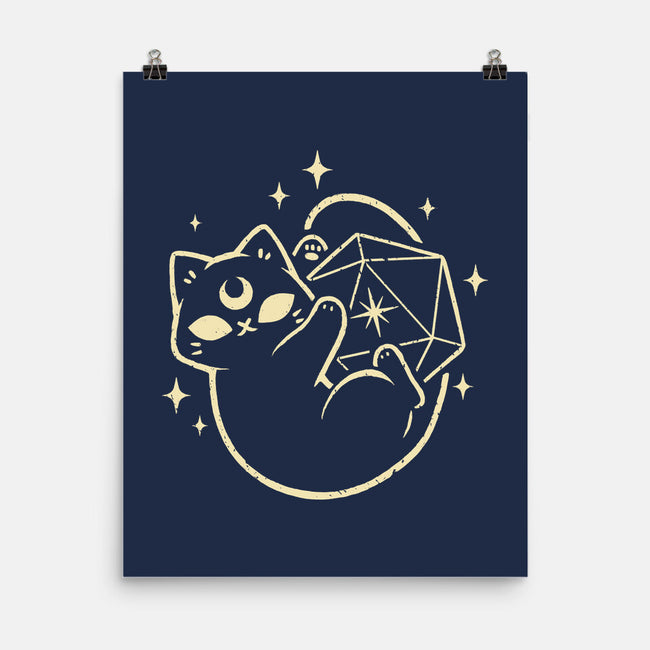 Cute Magical Black Cat D20-None-Matte-Poster-xMorfina