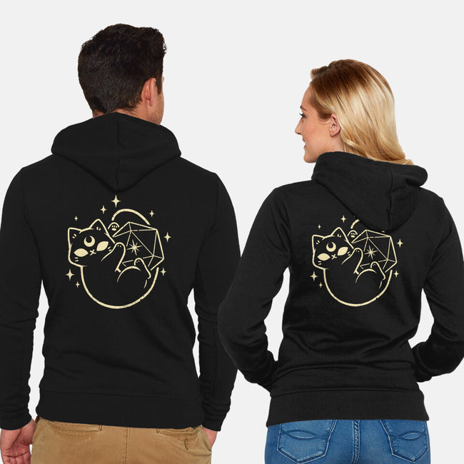 Cute Magical Black Cat D20-Unisex-Zip-Up-Sweatshirt-xMorfina