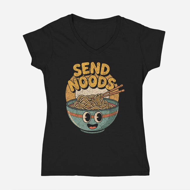 Send Noods Retro-Womens-V-Neck-Tee-RoboMega