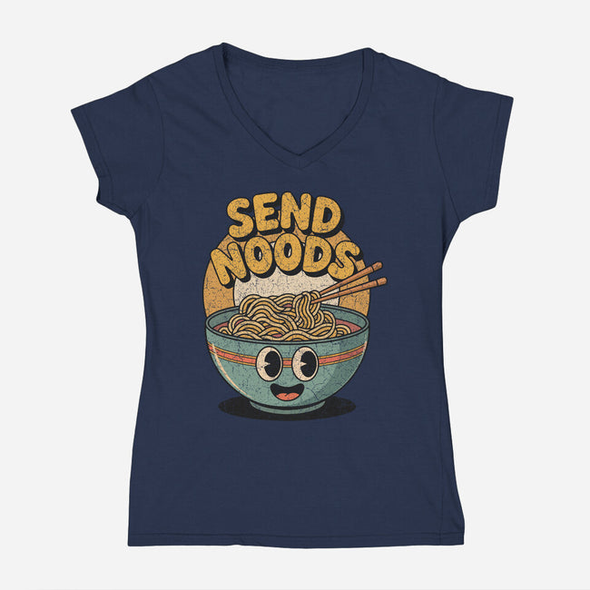 Send Noods Retro-Womens-V-Neck-Tee-RoboMega
