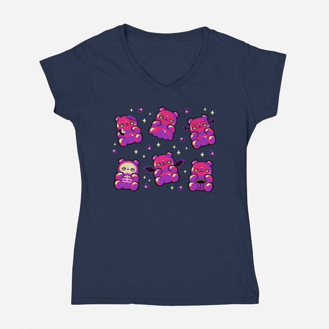 Halloween Gummy Bears-Womens-V-Neck-Tee-xMorfina