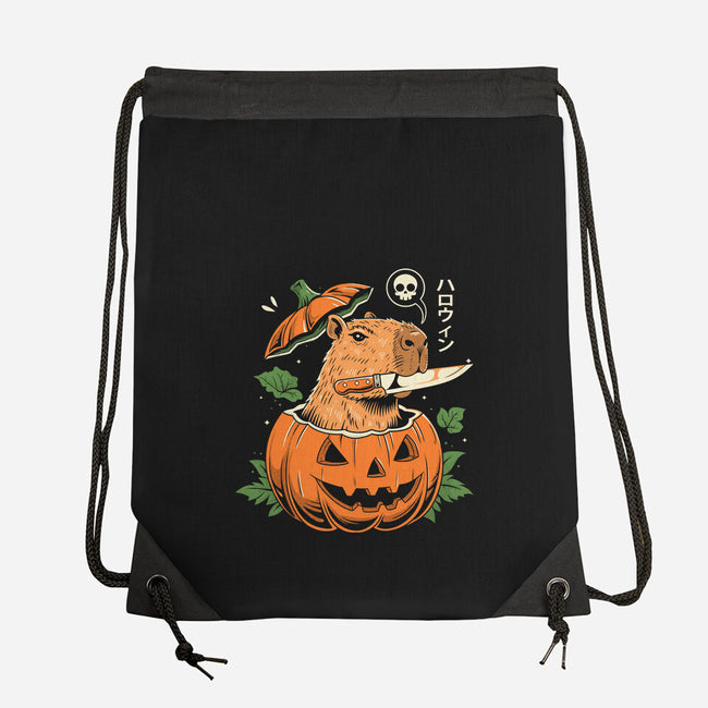Pumpkin Capybara Slayer-None-Drawstring-Bag-Eoli Studio