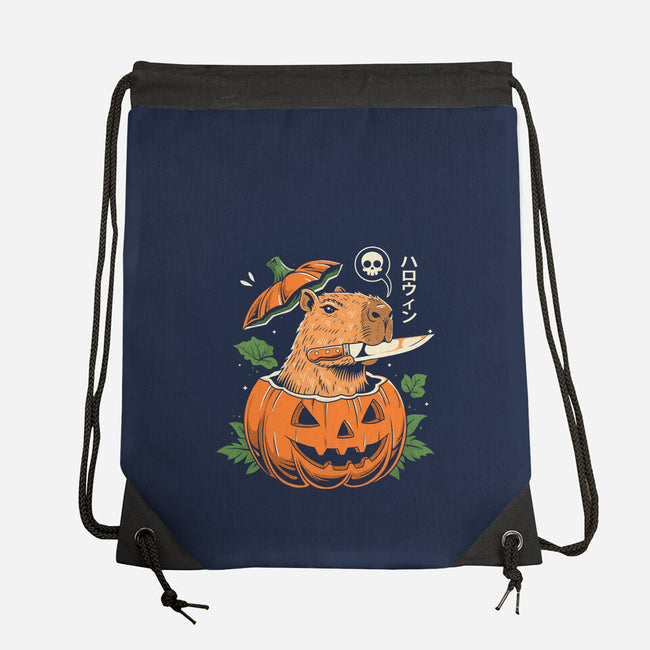 Pumpkin Capybara Slayer-None-Drawstring-Bag-Eoli Studio
