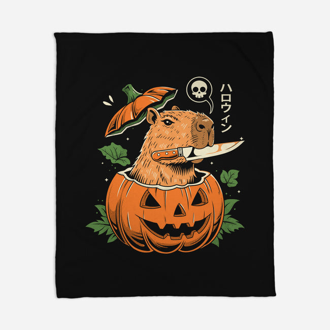 Pumpkin Capybara Slayer-None-Fleece-Blanket-Eoli Studio