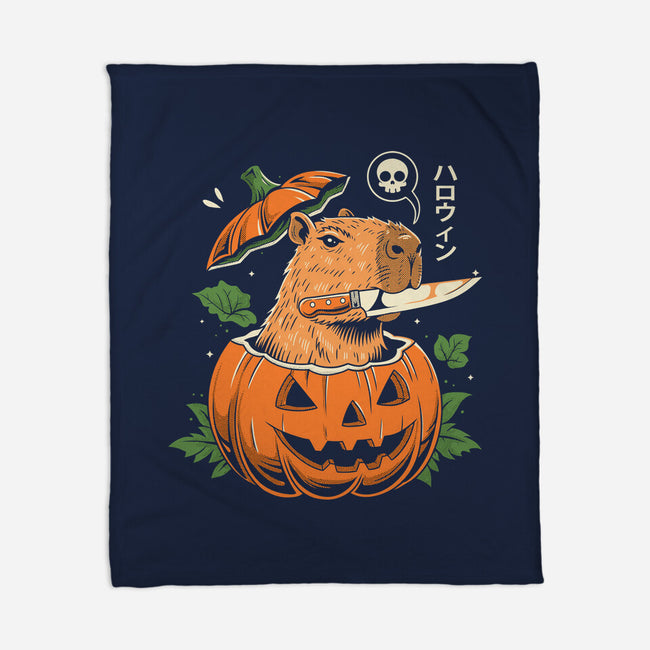 Pumpkin Capybara Slayer-None-Fleece-Blanket-Eoli Studio