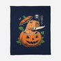 Pumpkin Capybara Slayer-None-Fleece-Blanket-Eoli Studio