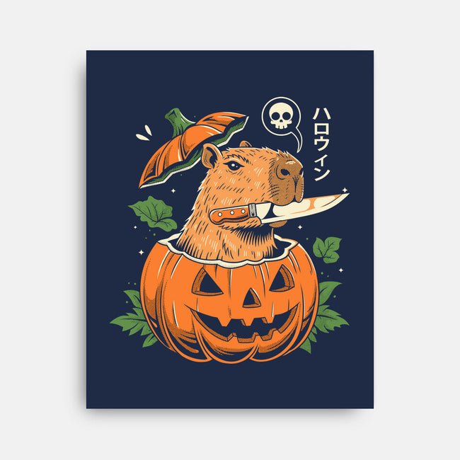Pumpkin Capybara Slayer-None-Stretched-Canvas-Eoli Studio