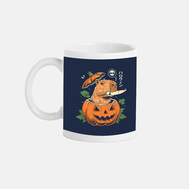 Pumpkin Capybara Slayer-None-Mug-Drinkware-Eoli Studio