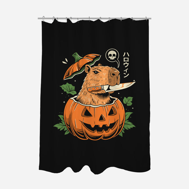 Pumpkin Capybara Slayer-None-Polyester-Shower Curtain-Eoli Studio