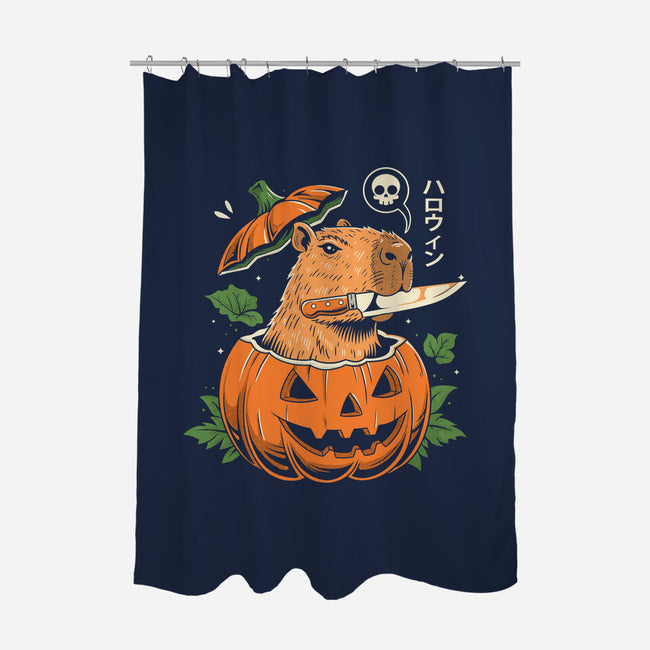 Pumpkin Capybara Slayer-None-Polyester-Shower Curtain-Eoli Studio