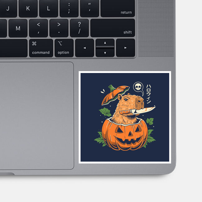 Pumpkin Capybara Slayer-None-Glossy-Sticker-Eoli Studio