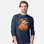 Pumpkin Capybara Slayer-Mens-Long Sleeved-Tee-Eoli Studio