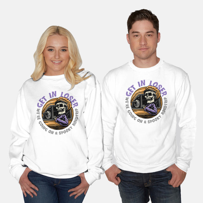 A Spooky Roadtrip-Unisex-Crew Neck-Sweatshirt-glitchygorilla