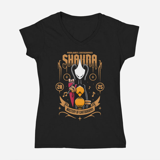 Shakra Pharloom's Cartographer-Womens-V-Neck-Tee-Alundrart