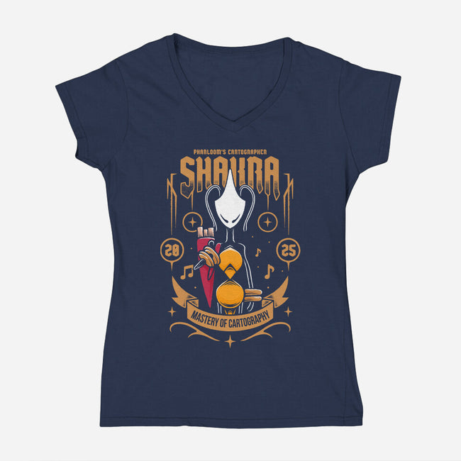 Shakra Pharloom's Cartographer-Womens-V-Neck-Tee-Alundrart