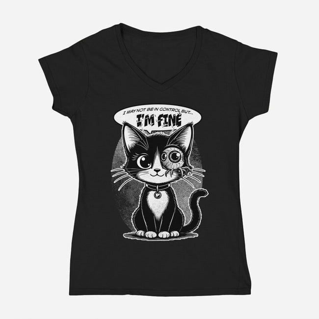 May Not Be In Control-Womens-V-Neck-Tee-palmstreet