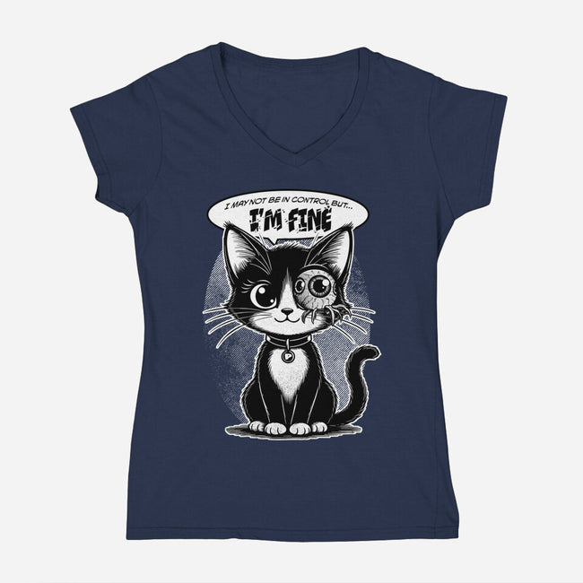 May Not Be In Control-Womens-V-Neck-Tee-palmstreet