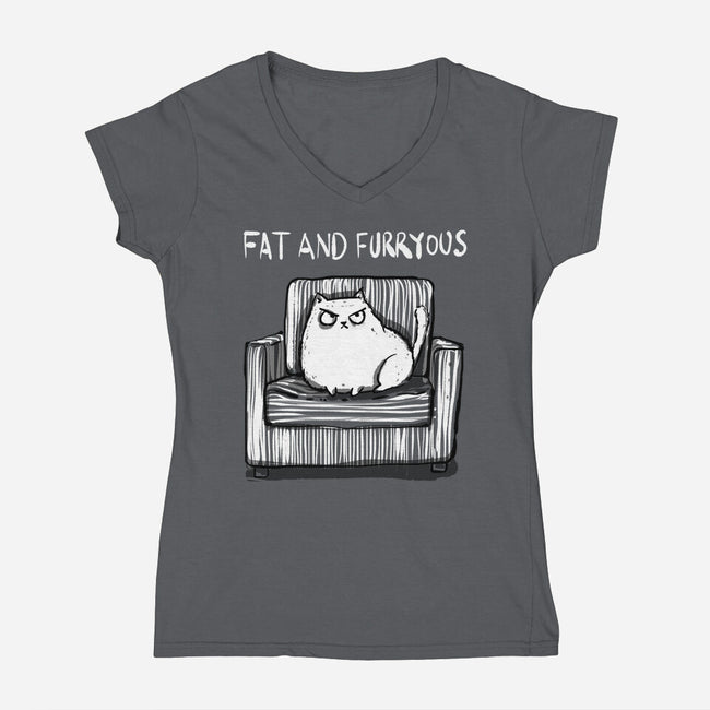 Fat And Furryous-Womens-V-Neck-Tee-kharmazero