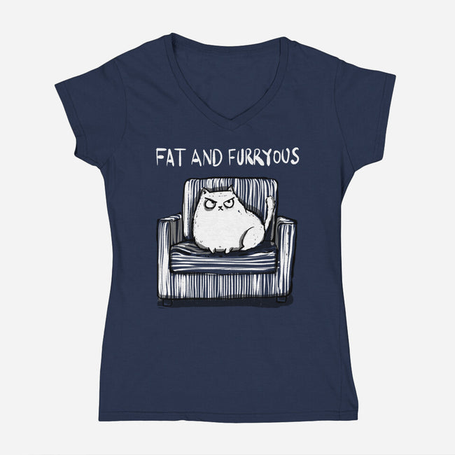 Fat And Furryous-Womens-V-Neck-Tee-kharmazero