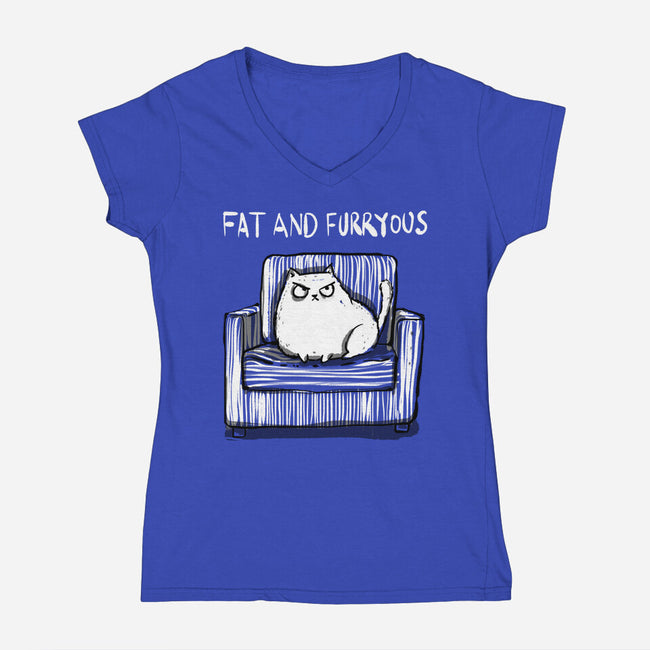 Fat And Furryous-Womens-V-Neck-Tee-kharmazero