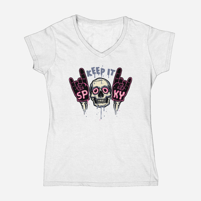 Keep It Spooky-Womens-V-Neck-Tee-glitchygorilla