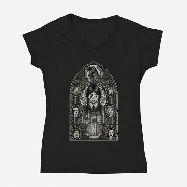 Stained Glass Of Outcasts-Womens-V-Neck-Tee-daobiwan