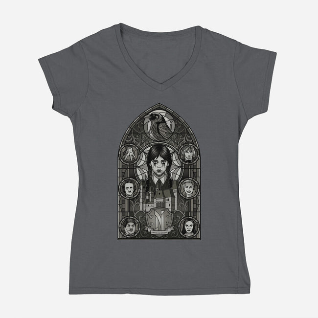 Stained Glass Of Outcasts-Womens-V-Neck-Tee-daobiwan