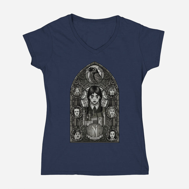 Stained Glass Of Outcasts-Womens-V-Neck-Tee-daobiwan