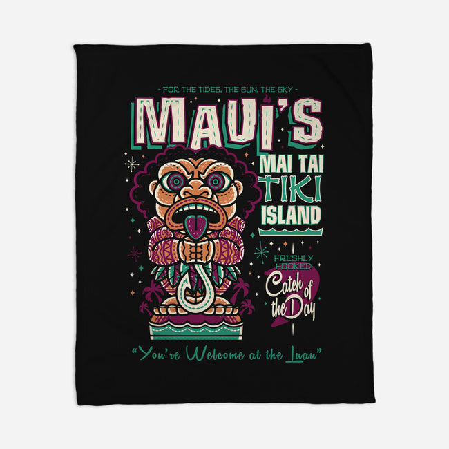 Maui's Mai Tai Tiki-None-Fleece-Blanket-Nemons