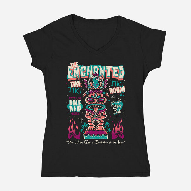 Enchanted Tiki-Womens-V-Neck-Tee-Nemons