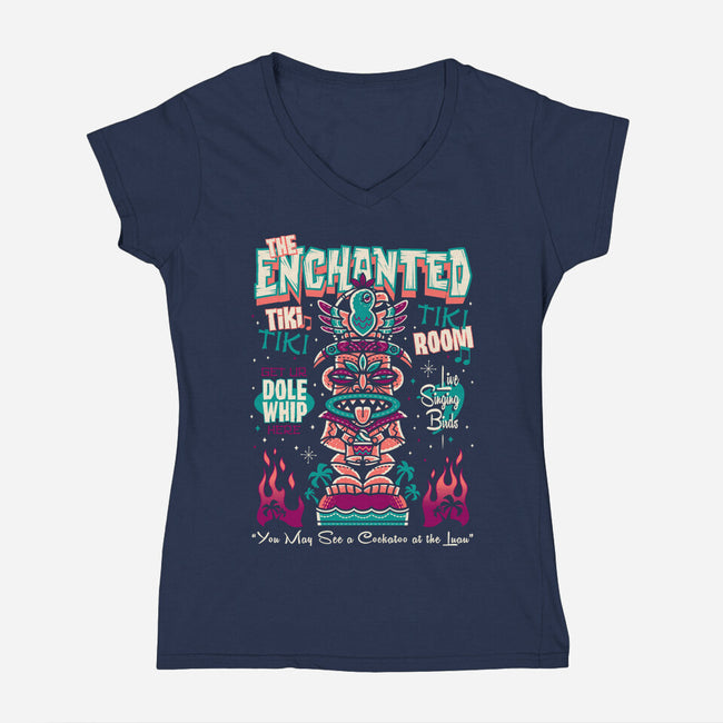 Enchanted Tiki-Womens-V-Neck-Tee-Nemons