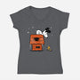 Haunted Doghouse-Womens-V-Neck-Tee-damglynn