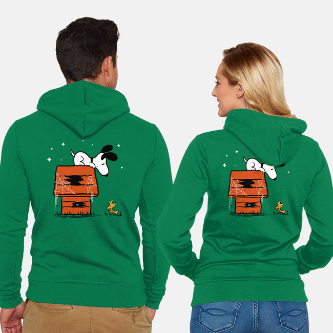 Haunted Doghouse-Unisex-Zip-Up-Sweatshirt-damglynn