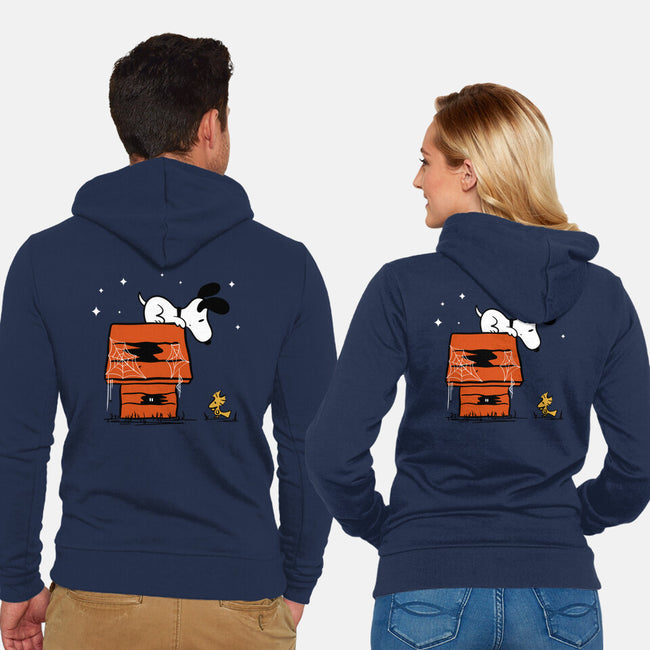 Haunted Doghouse-Unisex-Zip-Up-Sweatshirt-damglynn