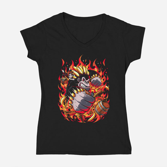 DK Bananza-Womens-V-Neck-Tee-zybbhorn