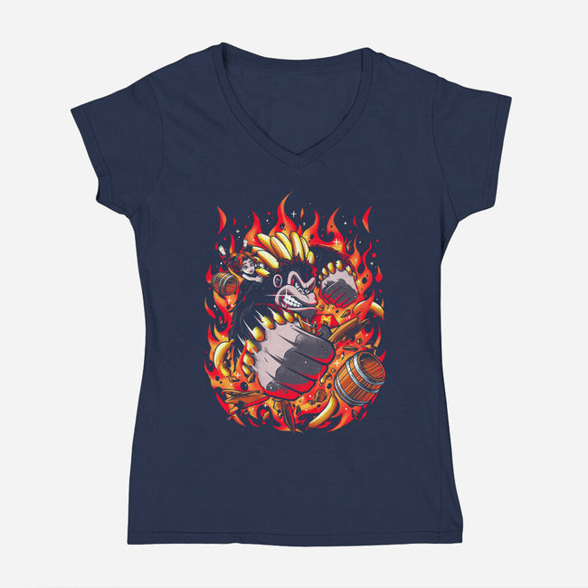 DK Bananza-Womens-V-Neck-Tee-zybbhorn