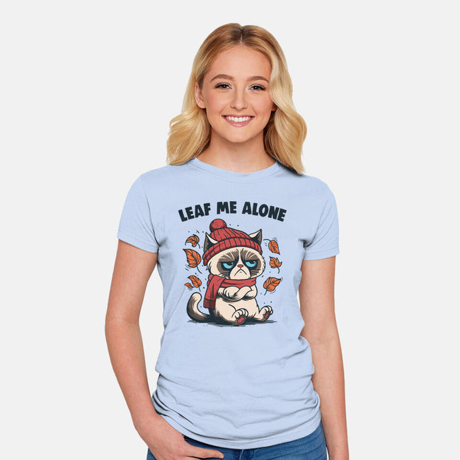 Leaf Me Alone This Fall-Womens-Fitted-Tee-Marinho