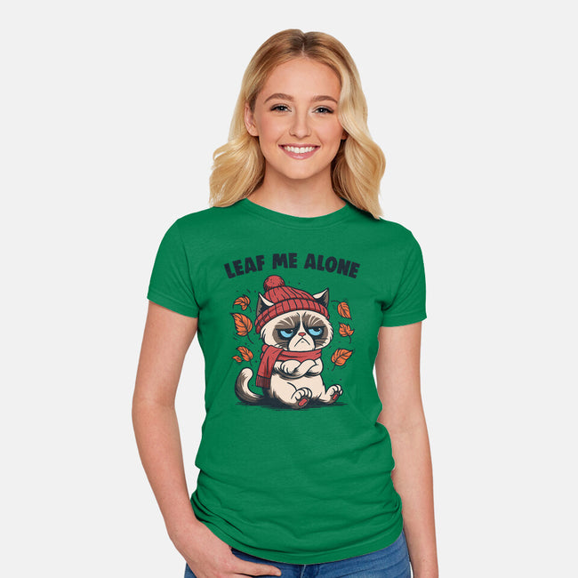Leaf Me Alone This Fall-Womens-Fitted-Tee-Marinho
