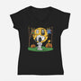 Snoopy Halloween Costume-Womens-V-Neck-Tee-Marinho