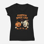 Pumpkin Spice Life-Womens-V-Neck-Tee-Marinho