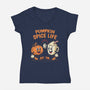 Pumpkin Spice Life-Womens-V-Neck-Tee-Marinho
