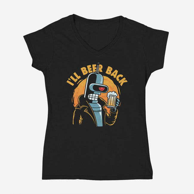 I'll Beer Back-Womens-V-Neck-Tee-Marinho