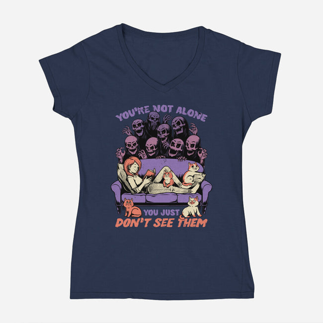 Ghosts and Cats Everywhere-Womens-V-Neck-Tee-Studio Mootant