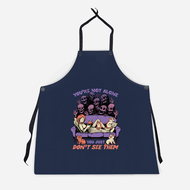 Ghosts and Cats Everywhere-Unisex-Kitchen-Apron-Studio Mootant
