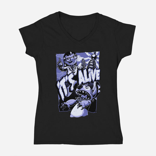 Experiment Alien Monster-Womens-V-Neck-Tee-Studio Mootant