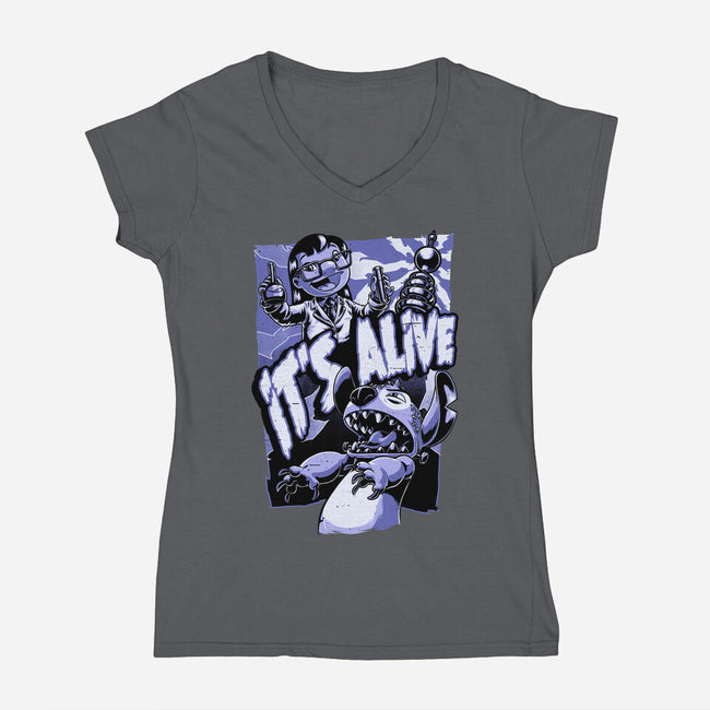 Experiment Alien Monster-Womens-V-Neck-Tee-Studio Mootant